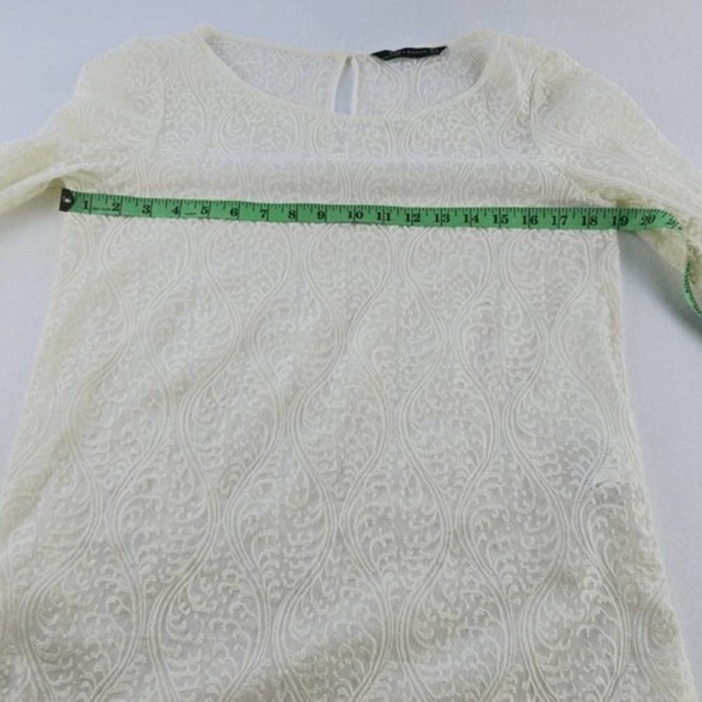 Zara Woman Lace Tunic Top Elegant Long Sleeve Ivory Cream Size M - Picture 6 of 8